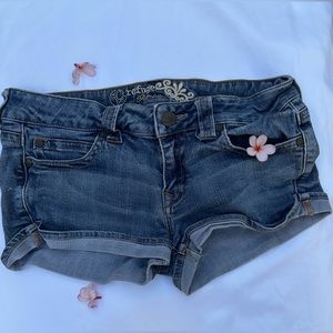 low rise denim shorts